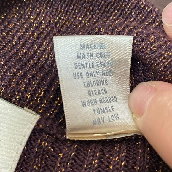 NEW Studio Works Short Sleeve Plum Gold Sweater Size Large - Picture 5 of 6